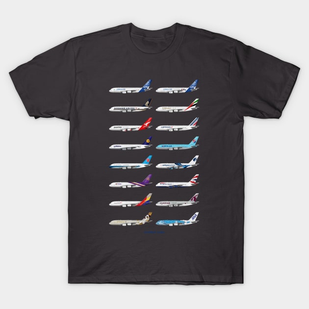 Airbus A380 Operators Illustration T-Shirt by SteveHClark